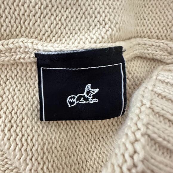 Akoo Roe Mens Cardigan Small Patchwork Varsity Preppy Animal Print Button Ivory - Picture 8 of 9